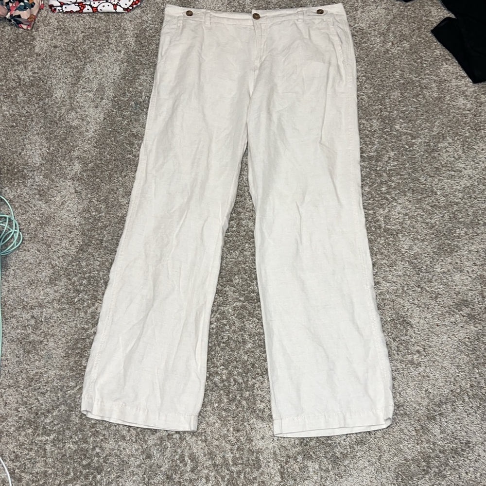 Banana Republic Linen Flowy Wide Leg Trouser Size 10